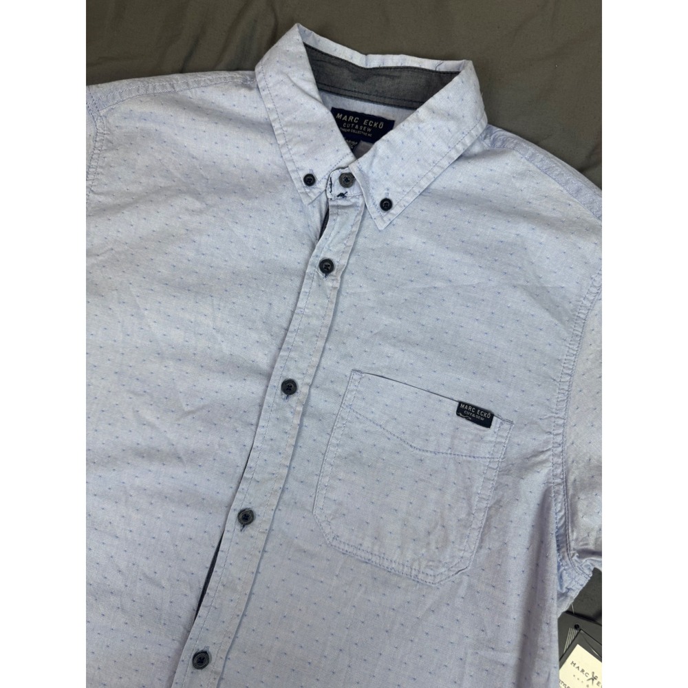 Marc Ecko Cut & Sew Mens Blue Stretch Flex Button Down Shirt M 68V05059 NWT